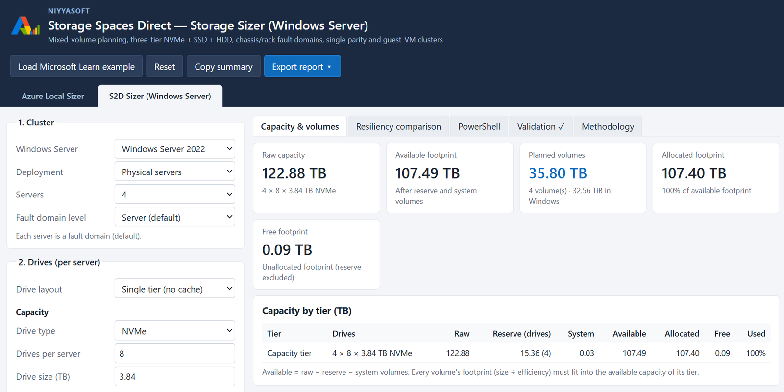 Screenshot of Azure Local Sizer (2)