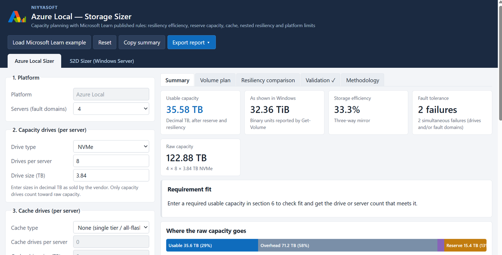 Screenshot of Azure Local Sizer (1)